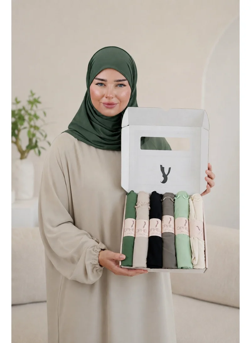 Premium Jersey Hijab Series – 6pcs Set | Soft Stretch Everyday Hijabs