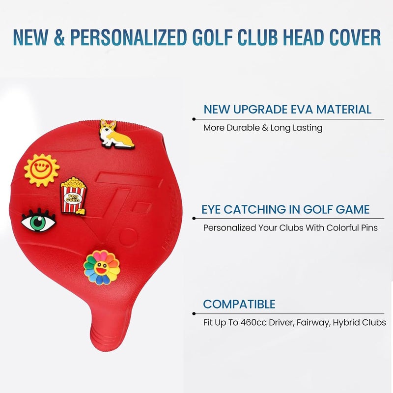 FRANKTECH Golf Head Covers, EVA Plastic Golf Club Covers for Driver Fairway Woods Hybrid, Driver Headcover with Pins, Fit All Right-Handed Golf Clubs, Easy On Off, Washable - Image 5