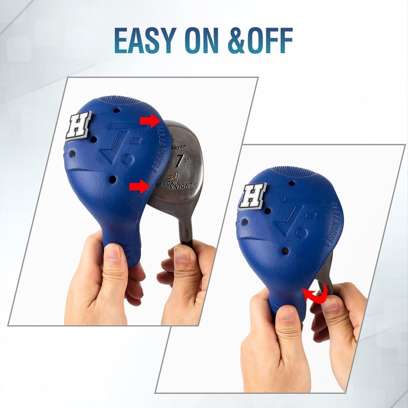 FRANKTECH Golf Head Covers, EVA Plastic Golf Club Covers for Driver Fairway Woods Hybrid, Driver Headcover with Pins, Fit All Right-Handed Golf Clubs, Easy On Off, Washable - Image 3