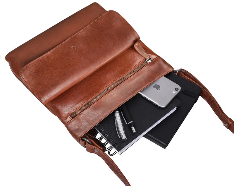 ANTONIO VALERIA Piper Washed Redwood Leather Crossbody Bag - Image 4