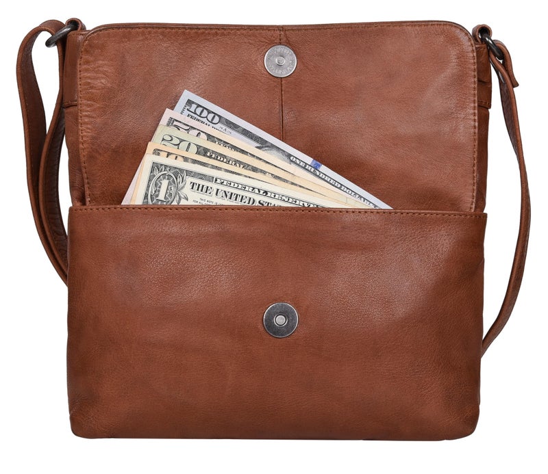ANTONIO VALERIA Piper Washed Redwood Leather Crossbody Bag - Image 3