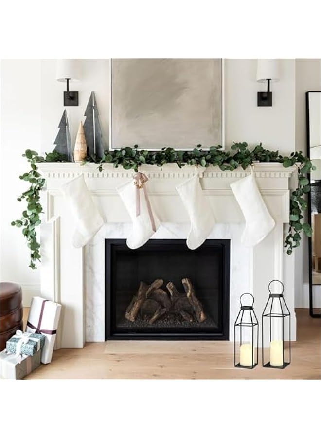 Beauenty 2PCS Black Metal Lantern,Modern Farmhouse Lantern Decorations for Outdoor,Front Porch, Indoor, Patio, Garden, Fireplace, Home Candlestick Tabletop Ornament,Flickering Flameless Candle - Image 5