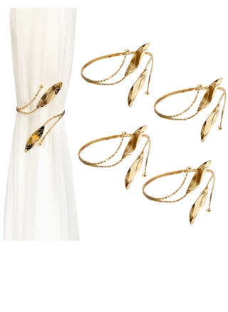 Curtain Tie Backs, 4 Pieces Leaf Shape Curtain Holdbacks Adjustable Decorative Alloy Curtain Straps Curtain Clip Buckle, No Punching Curtain Ties for Home, Office, Hotel Window (Golden) - pzsku/Z2D006A3F8C758EE182CFZ/45/_/1721955153/fc9a1053-1056-4061-b421-8e5d57580c33