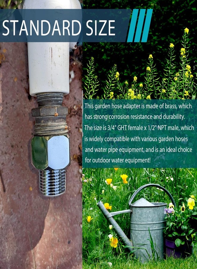 worldwhere Garden Hose Adapter, 3/4" GHT Female x 1/2" NPT Male Connector,GHT to NPT Adapter Brass Garden Hose to Pipe Fittings Connect (Pack of 2) - Image 5