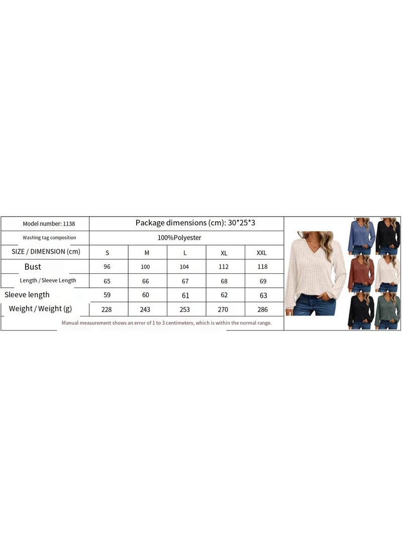 general Women Long Sleeve Shirts Fall V Neck Work Tops 2026 Fashion Tunic Sweaters Dressy Casual Winter Blouse Trendy Outfits - Image 3