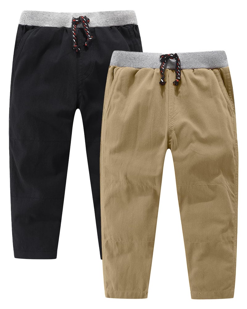 Bumeex Boy's Kid's Pants Clothes,Khaki Black Spring Fall Winter Trousers Bottom Outfits 6-7years - Image 1