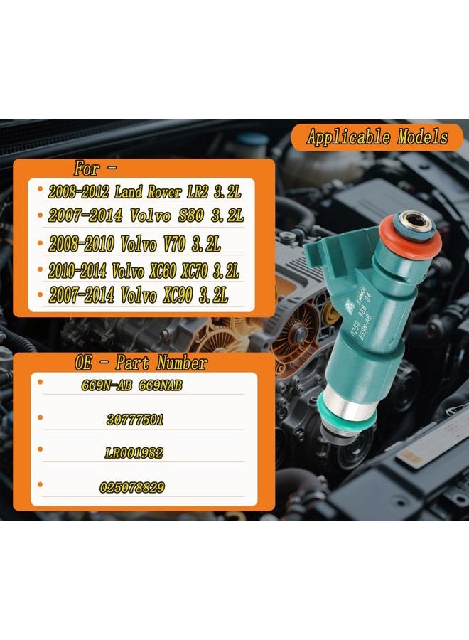 IXGKHC SET Of 6Pcs OE FUEL INJECTOR Fit 2007-2014 For Volvo S80 V70 XC60 70 90 6G9N-AB 30777501 LR001982 - Image 2