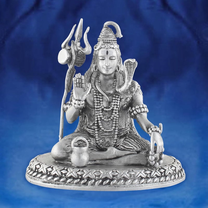 PRD CARATCAFE Lord Shiva God Idol Silver 925 Statue for Puja Temple Home Decor Net Weight 3842 GMS Silver Shiv Shankar Chandi Murti - Image 3
