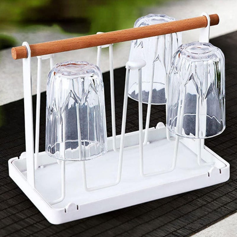 Metal Cup Holder Drainer Rack - White Portable Wine Glass Drying Rack - Image 4