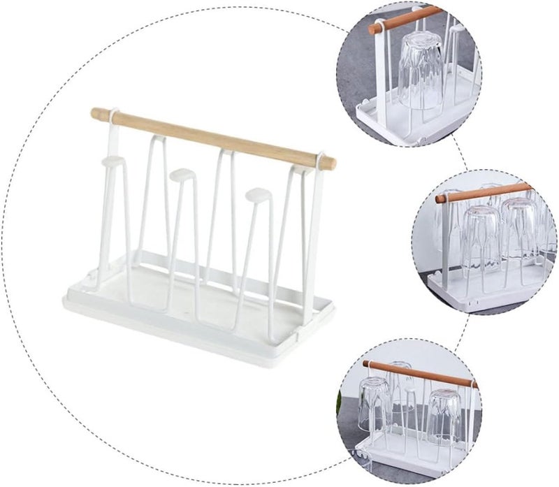 Metal Cup Holder Drainer Rack - White Portable Wine Glass Drying Rack - Image 3