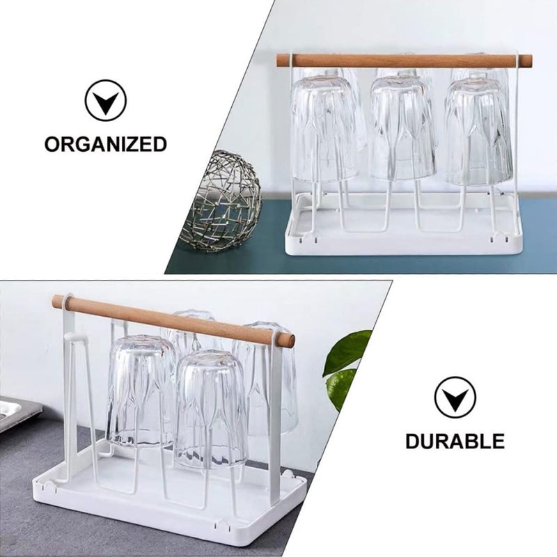 Metal Cup Holder Drainer Rack - White Portable Wine Glass Drying Rack - Image 5