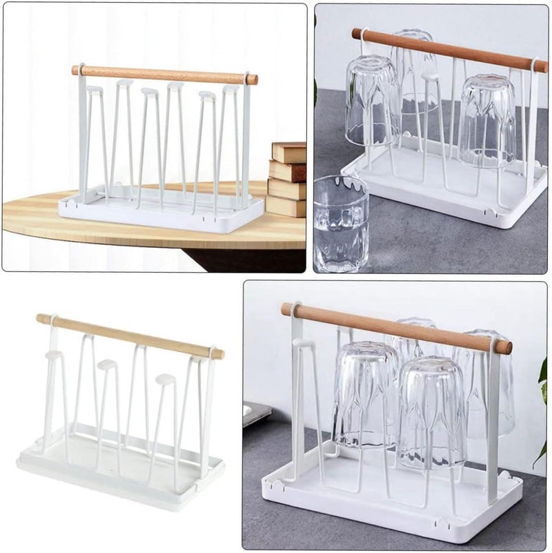 Metal Cup Holder Drainer Rack - White Portable Wine Glass Drying Rack - Image 2