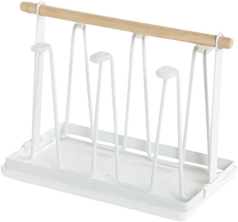Metal Cup Holder Drainer Rack - White Portable Wine Glass Drying Rack - Image 1