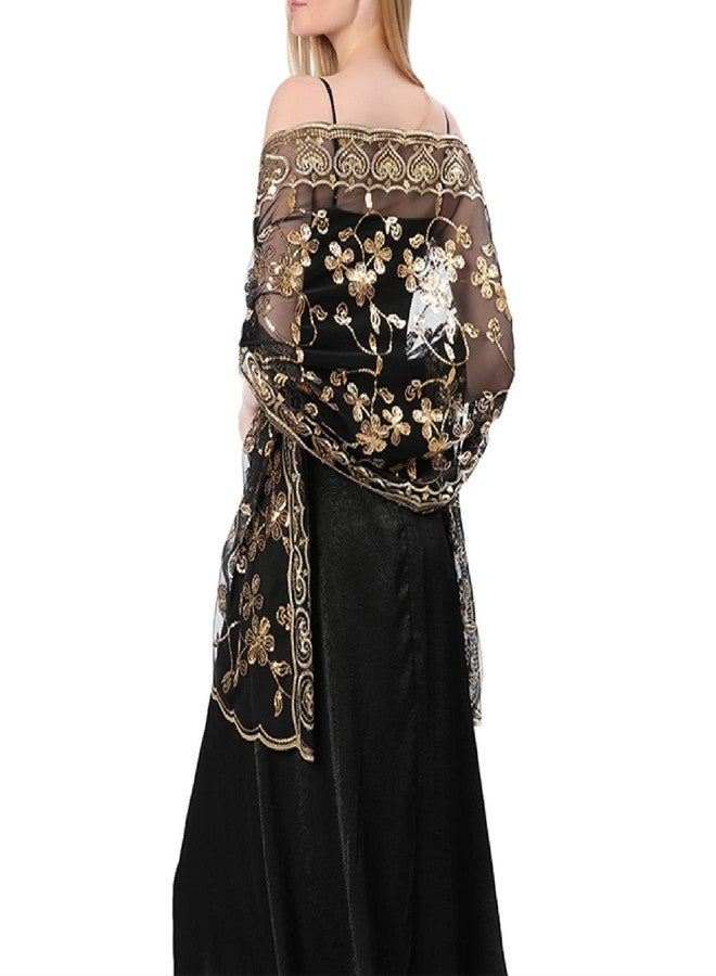 شالات وأغطية نسائية كلاسيكية مزينة بالترتر من هوساتوب، وشاح شفاف لامع من الباشمينا لحفلات الزفاف ووصيفات العروس - Image 1