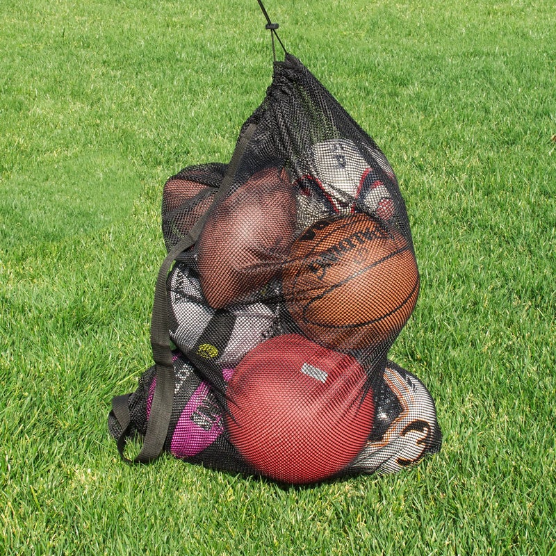 Super Z Outlet Sports Ball Bag Drawstring Mesh - Extra Large Professional Equipment with Shoulder Strap Black (30" x 40" Inches) - Image 2