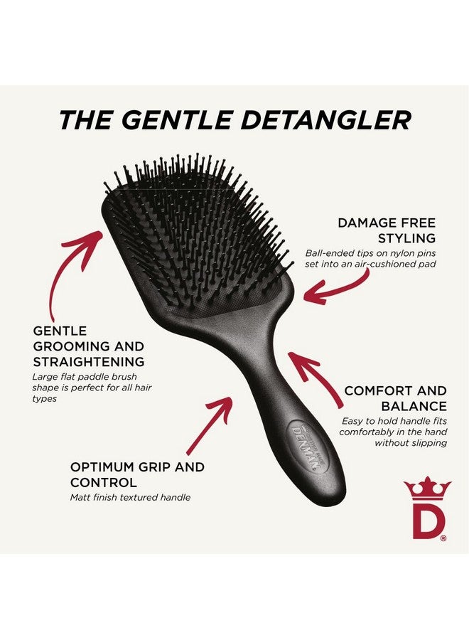دنمان فرشاة شعر كبيرة مبطنة بمجداف من دينمان (سوداء) لتجفيف الشعر وفك تشابكه - تصفيف مريح، فرد وتنعيم - للنساء والرجال، D83 - Image 3