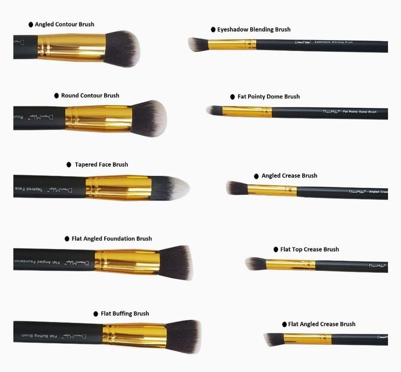 Dream Maker Combo of Dream Maker 10 Piece Makeup Brush Set  3 Makeup BlendersSponges  Brush Cleaning Egg Kabuki Foundation Eyeshadow Blending Buffing Contour Face Brush Without Pouch BlackGold - Image 2