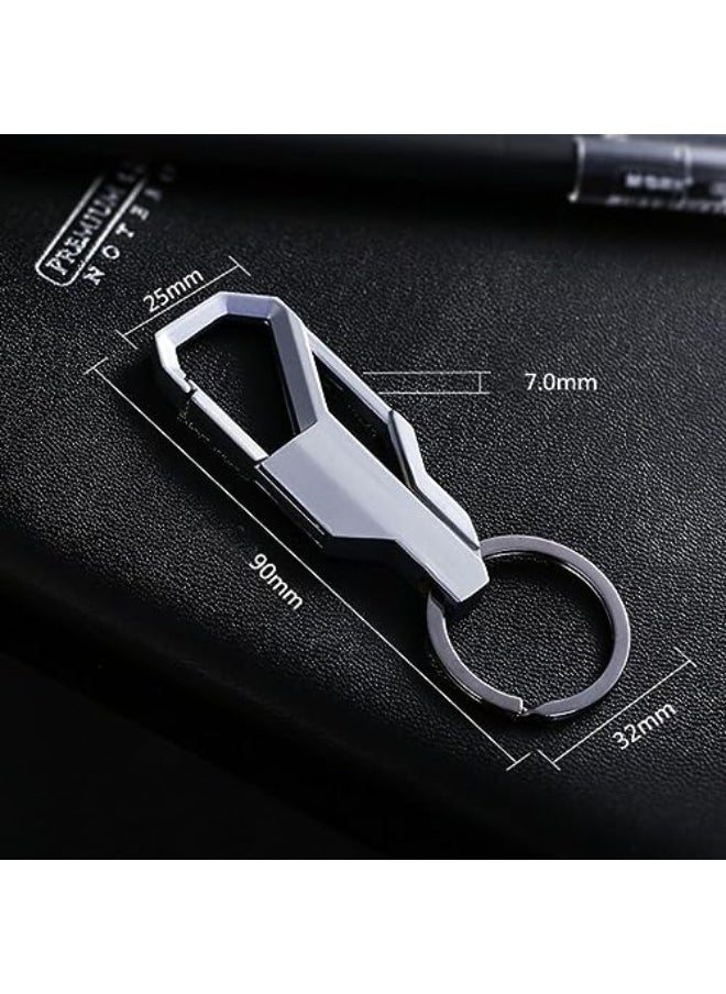 ECVV Car Key Chain Keyring Metal Keychain with Hook Car Pendant, Men Business Key Holder Organizer for Home Car Keys, Key Finder, Silver