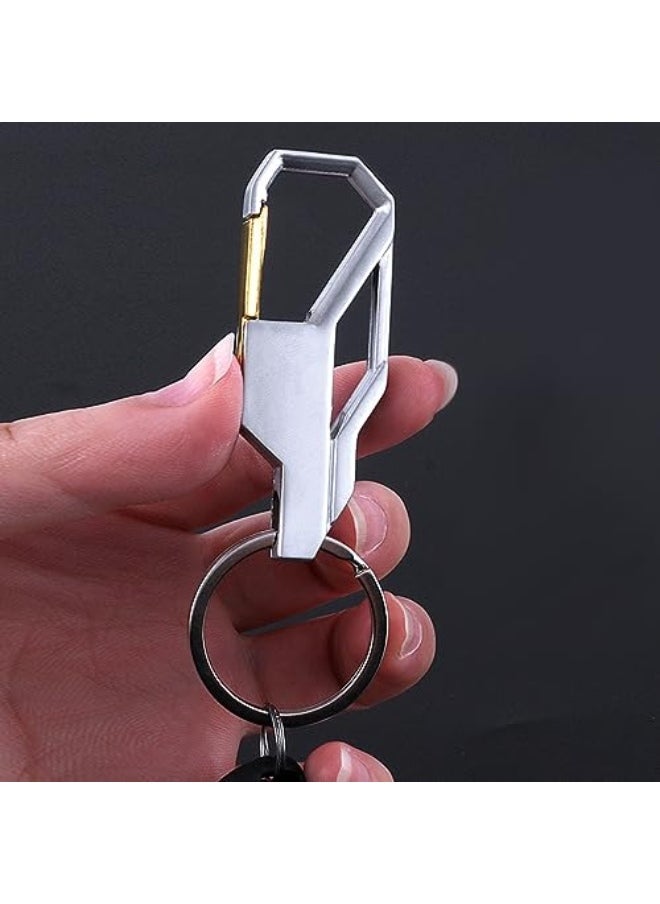 ECVV Car Key Chain Keyring Metal Keychain with Hook Car Pendant, Men Business Key Holder Organizer for Home Car Keys, Key Finder, Silver