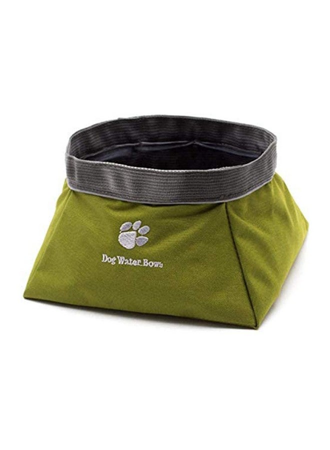 Emily Pets Dog Bowl Pet Cat Feeder Travel Out Door Foldable Supplies Reflective Nylon Fabric Double Bowls Rascal Dog Water & Food Feeder Green Set Of 1 - Image 1