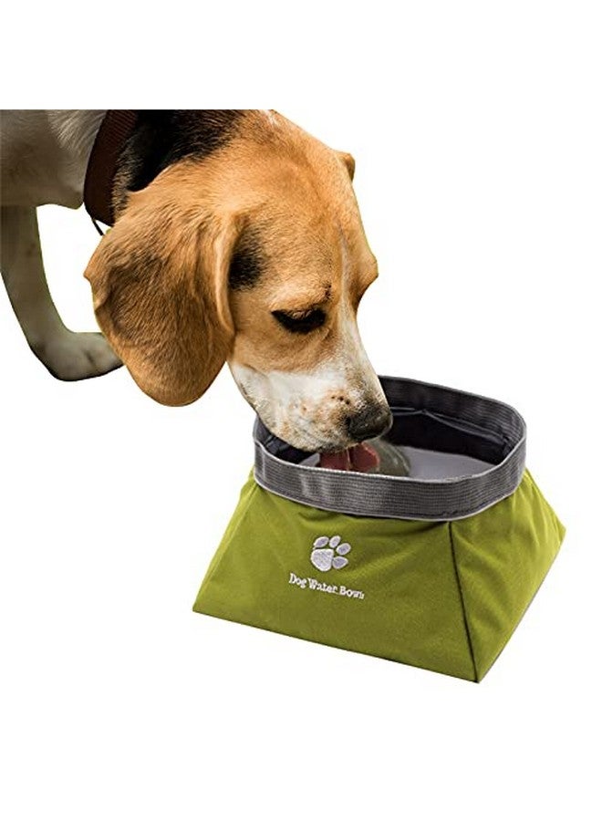 Emily Pets Dog Bowl Pet Cat Feeder Travel Out Door Foldable Supplies Reflective Nylon Fabric Double Bowls Rascal Dog Water & Food Feeder Green Set Of 1 - Image 5