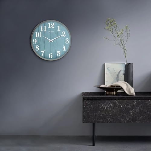 OCEST 18 Inch Large Indoor Outdoor Wall Clock, Silent Non-Ticking Modern Wall Clocks with Woodgrain Design Decorative for Living Room, Farmhouse, Kitchen, Bathroom,Porch，Garden - Image 3