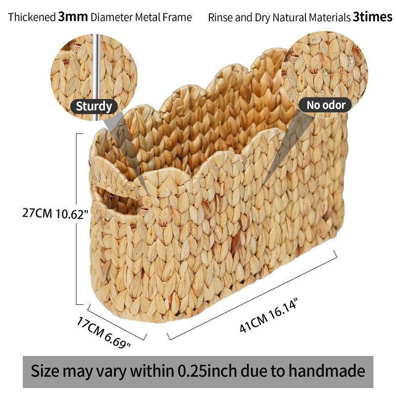 Coeusy Toilet Paper Storage Basket,Scalloped Wicker Basket for Bathroom Organizers and Storage,Hand-Woven Rattan Bathroom Decor Accessories,Natural Water Hyacinth - Image 4