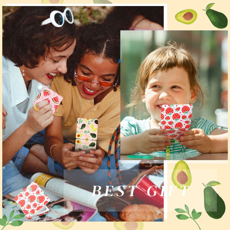 Vicenpal Compact Mirror Small Pocket Fruit Design Mini Magnifying Portable Makeup Compact PU Leather Double Sidepocket Mirror for Women Party Gift Baby Shower(Fruit Style) - Image 4
