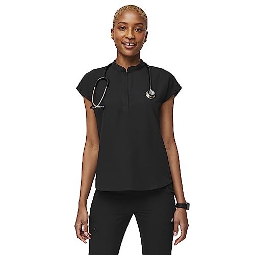 FIGS Rafaela Oversized Scrub Top for Women — Black, S - Image 1