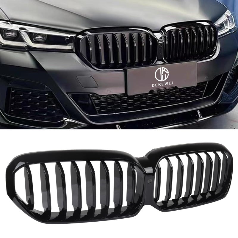 DEKEWEI G30 Grille Single Slat Gloss Black Grill Front Kidney Grille Compatible with BMW 5 Series G30 2021 2022 2023 520i 530i 540i M550i xDrive