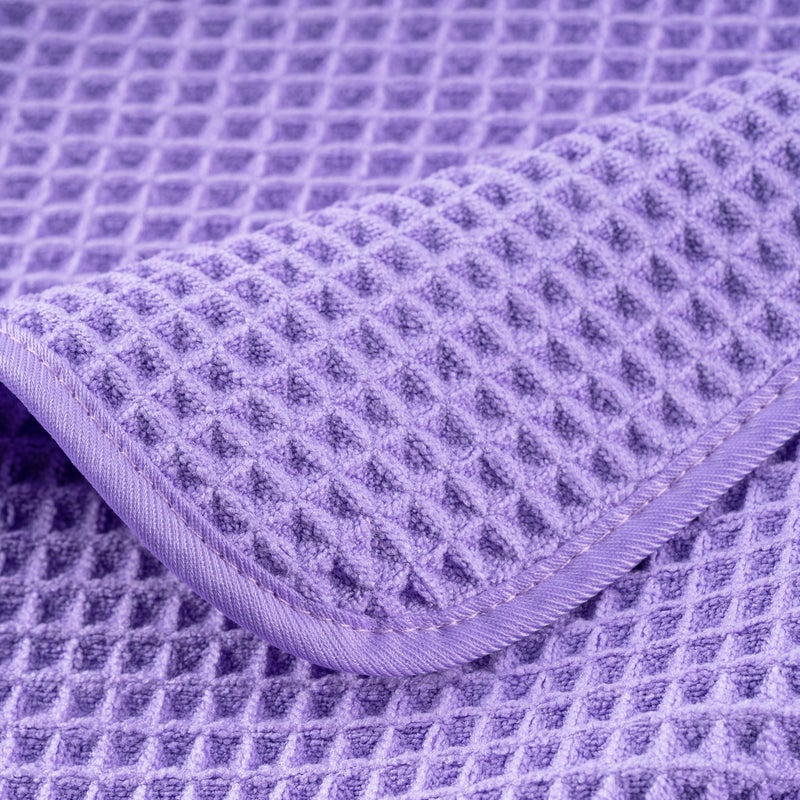 POLYTE Microfiber Oversize Quick Dry Lint Free Bath Towel  60 x 30 in  4 Pack (Purple  Waffle Weave) - Image 3