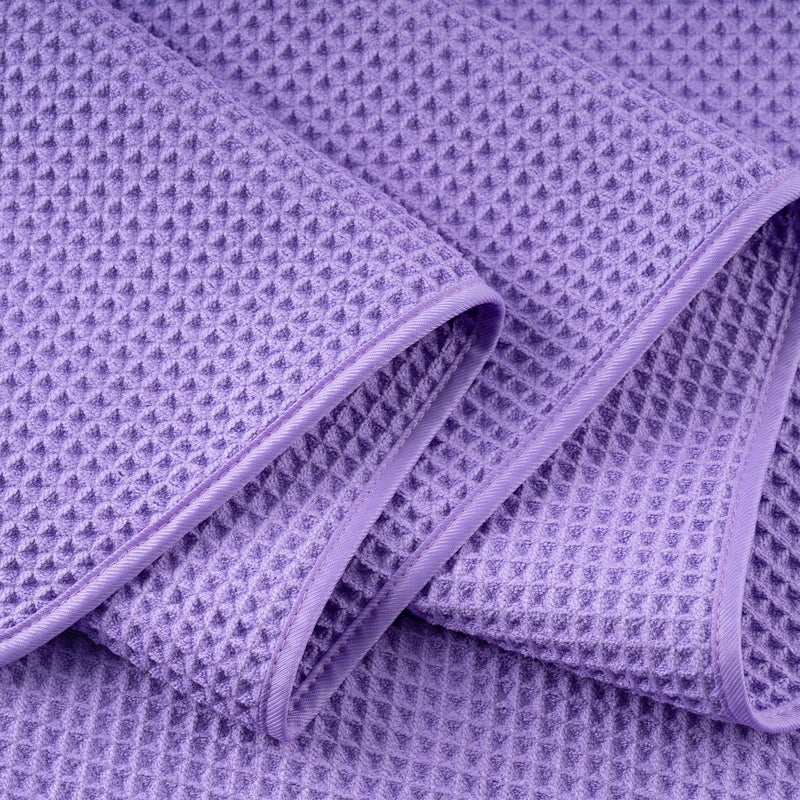 POLYTE Microfiber Oversize Quick Dry Lint Free Bath Towel  60 x 30 in  4 Pack (Purple  Waffle Weave) - Image 4