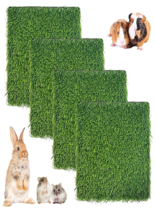 Hamiledyi 4 Pcs Artificial Rabbit Grass Mats Reusable Guinea Pig Pee Pads 11.8" x 11.8" Washable Turf Fake Grass Plastic Bunny Mat for Rabbit Chinchilla Small Pets Indoor Outdoor Trainer - Image 1