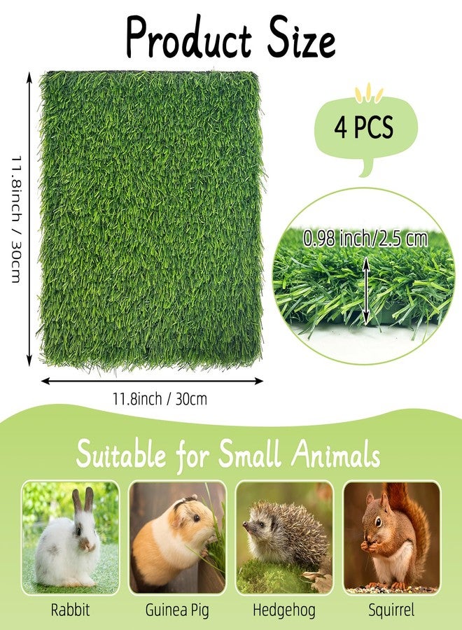 Hamiledyi 4 Pcs Artificial Rabbit Grass Mats Reusable Guinea Pig Pee Pads 11.8" x 11.8" Washable Turf Fake Grass Plastic Bunny Mat for Rabbit Chinchilla Small Pets Indoor Outdoor Trainer - Image 2