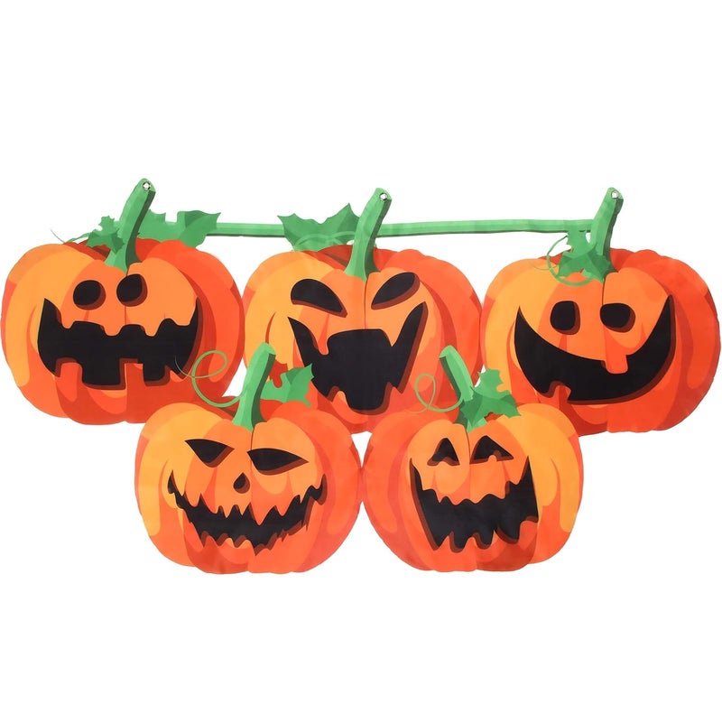 BOAO Heavy load resistant Halloween Pumpkin Bunting 59 Inches Pumpkin Bunting Flag Banner Funny Pumpkin Flag for Party, Outdoors (1 Piece) Pre-stock well-packed goods - Image 1