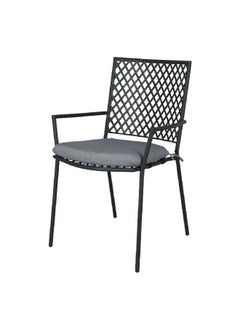 LIVING ACCENTS Steel Mesh Rust-Resistance Arm Chair with Cushion Black and Grey 59 x 89 x 56 cm GH-HY-C108  - Image 3