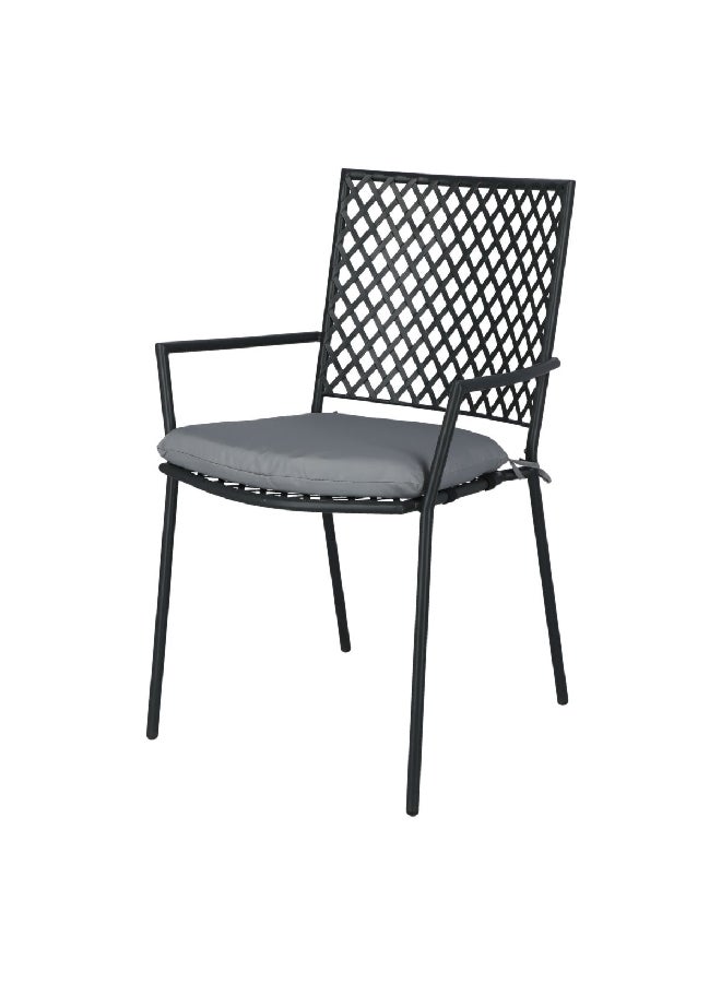 LIVING ACCENTS Steel Mesh Rust-Resistance Arm Chair with Cushion Black and Grey 59 x 89 x 56 cm GH-HY-C108 - Image 3