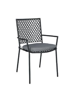 LIVING ACCENTS Steel Mesh Rust-Resistance Arm Chair with Cushion Black and Grey 59 x 89 x 56 cm GH-HY-C108  - Image 4