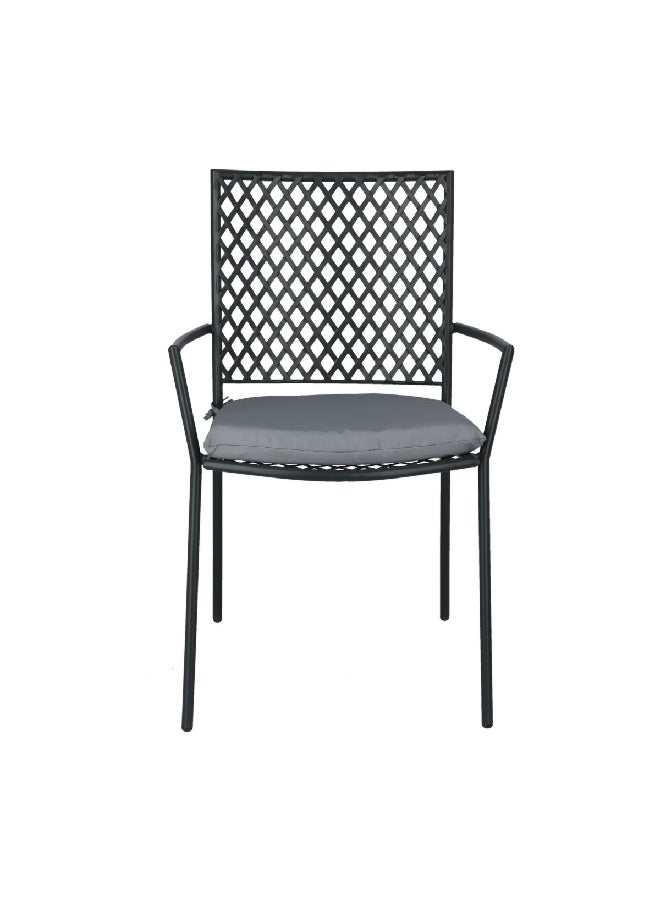 LIVING ACCENTS Steel Mesh Rust-Resistance Arm Chair with Cushion Black and Grey 59 x 89 x 56 cm GH-HY-C108 - Image 2