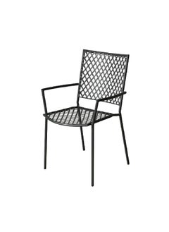 LIVING ACCENTS Steel Mesh Rust-Resistance Arm Chair with Cushion Black and Grey 59 x 89 x 56 cm GH-HY-C108  - Image 1