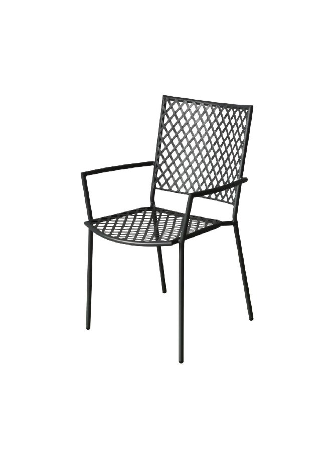 LIVING ACCENTS Steel Mesh Rust-Resistance Arm Chair with Cushion Black and Grey 59 x 89 x 56 cm GH-HY-C108 - Image 1