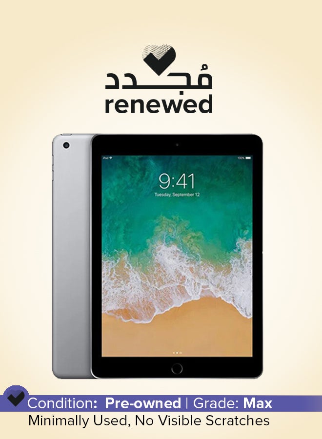 ابل  مجدد - جهاز آي باد 5 (2017) بشاشة مقاس 9.7 بوصات وذاكرة رام سعة 2 جيجابايت وذاكرة داخلية سعة 32 جيجابايت ويدعم تقنية 4G LTE، لون رمادي فلكي - Image 1