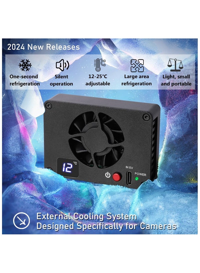 مروحة تبريد كاميرا نظام تبريد خارجي للبث المباشر، مروحة تبريد ذكية بشاشة LED لكاميرات سوني A7M4/ZVE1/A6700/A7C2/A7S3/ZV-E10/FX30، لكاميرات كانون R5/R6/R7، ولكاميرات فوجي فيلم XT4/XS10 - Image 2