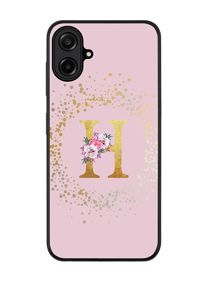 Stylizedd For Samsung Galaxy A07 4G Case,Slim fit Camera Protection, Shockproof Thin Phone cover  - Custom Monogram Floral - H  (Pink )
