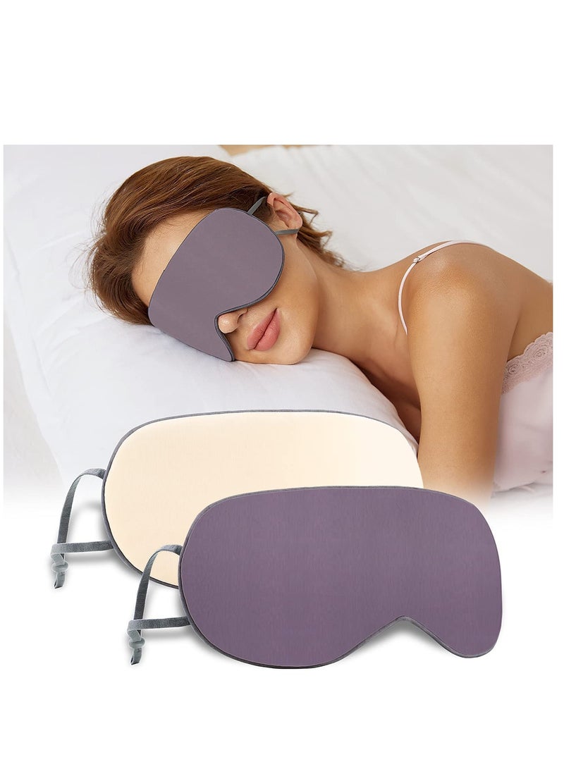 Zikra Sleeping Mask 2 Pack Warm Cool Double Sided Use of Sleep Mask Super Soft Blindfold with Adjustable Strap Block out Light Comfort Sleep Eye Mask for Travel Meditation Nap - Image 1