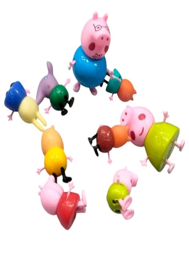 SARASI Pig Adventures Action Figure Toy for Kids [Set of: 9Pcs] (Multicolor) - Image 4