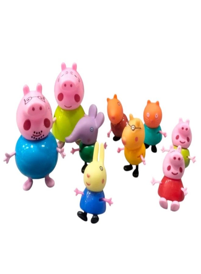 SARASI Pig Adventures Action Figure Toy for Kids [Set of: 9Pcs] (Multicolor) - Image 1