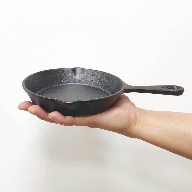 MOZUVE 6 Inch Cast Iron Skillet, Frying Pan with Drip-Spouts, Pre-seasoned Oven Safe Cookware, Camping Indoor and Outdoor Cooking, Grill Safe, Restaurant Chef Quality - Image 1