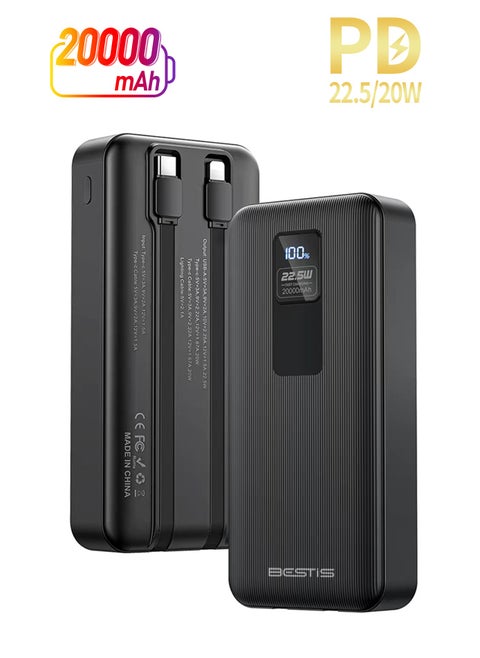 20000mAh High-Speed Charging Technology Powerbank(PowerCore 22.5W, Built-In USB-C Cable And Lightning Cable)