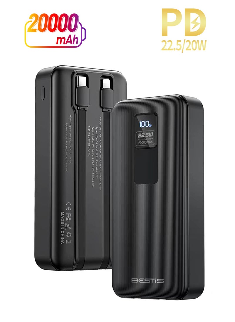 BESTIS - 20000mAh High-Speed Charging Technology Powerbank(PowerCore 22.5W, Built-In USB-C Cable And Lightning Cable) - Image 1